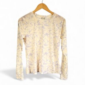 Free People Cream and Purple Floral Long Sleeve Top